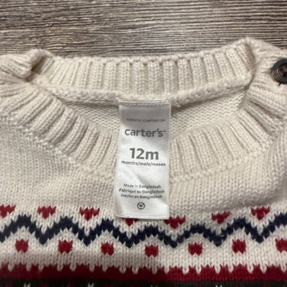 Carter's Chrismas/Holiday Sweater Red & Green 6-12 Months - Picture 3 of 4